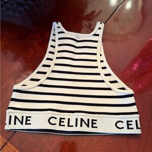 Celine Black and White Striped Crop Top